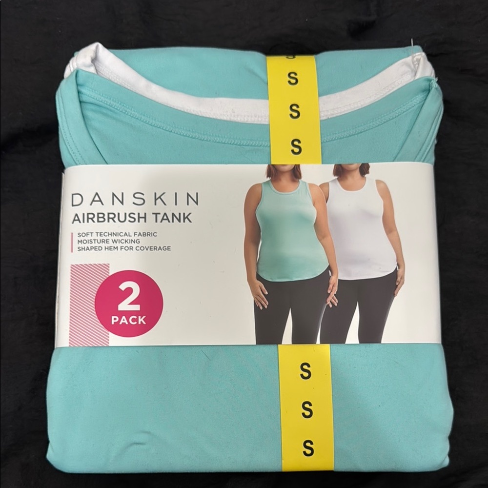 Danskin Airbrush Tank Top 2-Pack - Teal and White